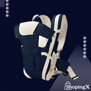 Navy and cream padded baby carrier bag for 3-year-old with adjustable straps