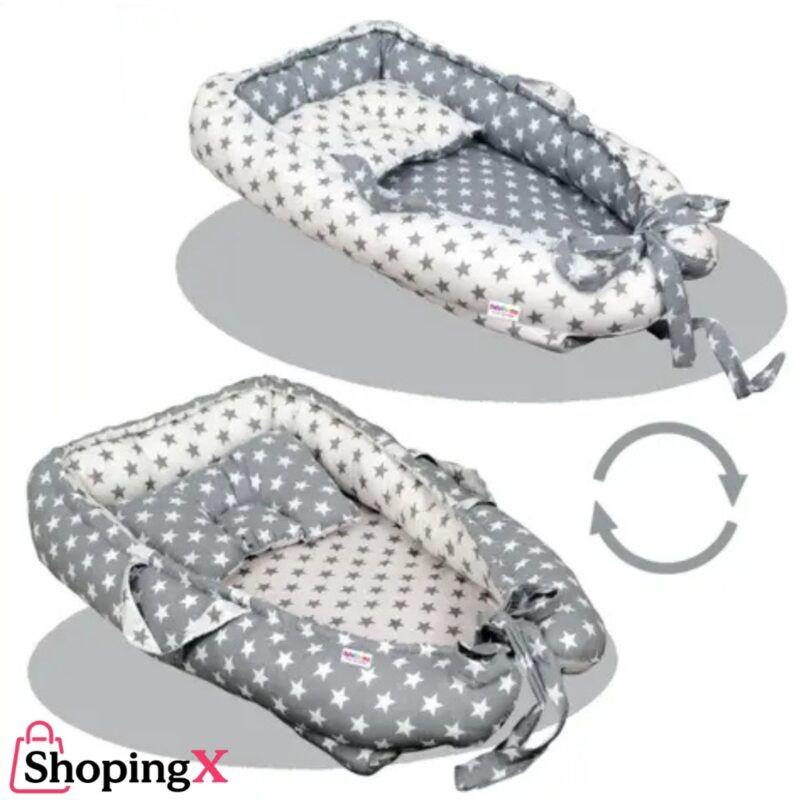 Star-Printed Soft Baby Nest Bed with Pillow