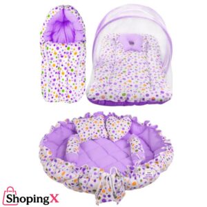 Purple Baby Play Nest Set with Mosquito Net, Sleeping Bag, and Cushioned Mat – ShopingX