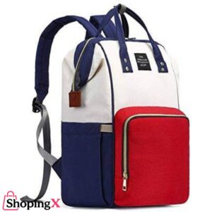 Color-block baby boy backpack diaper bag with red front pocket