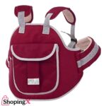 Red bike baby carrier harness with shoulder and waist straps