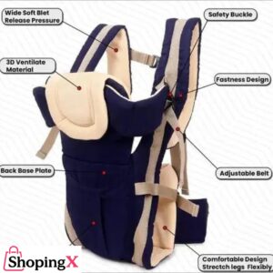 Ergonomic newborn baby carrier with padded straps and breathable fabric