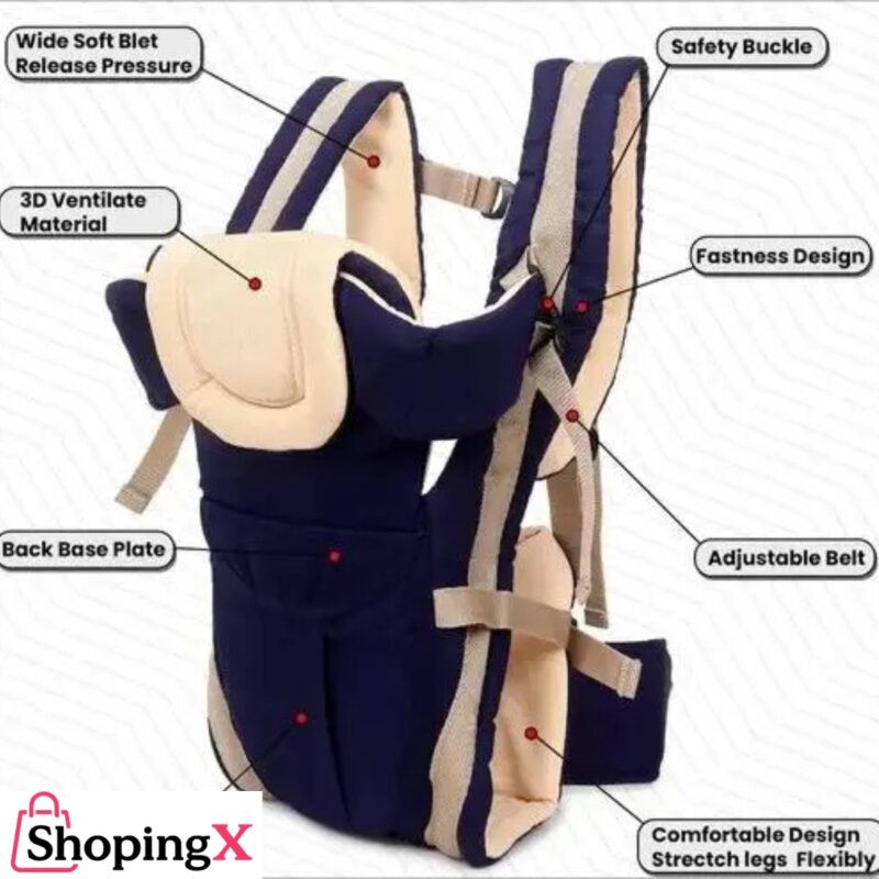 Ergonomic newborn baby carrier with padded straps and breathable fabric